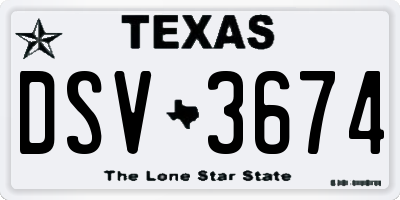 TX license plate DSV3674