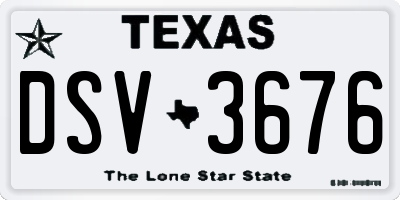 TX license plate DSV3676
