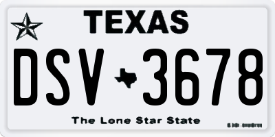 TX license plate DSV3678