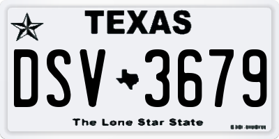 TX license plate DSV3679