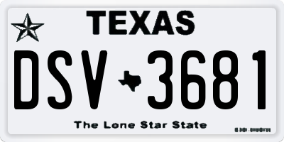 TX license plate DSV3681