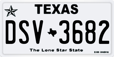 TX license plate DSV3682
