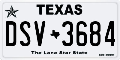 TX license plate DSV3684