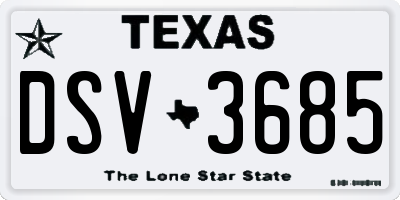 TX license plate DSV3685