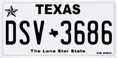 TX license plate DSV3686