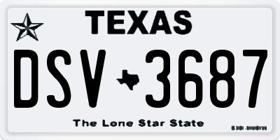 TX license plate DSV3687