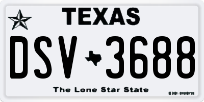 TX license plate DSV3688