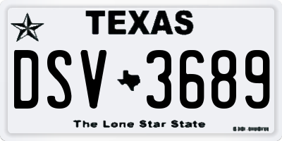 TX license plate DSV3689
