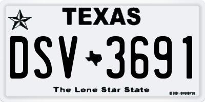 TX license plate DSV3691