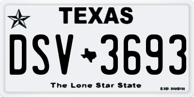 TX license plate DSV3693