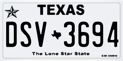 TX license plate DSV3694
