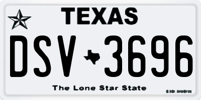 TX license plate DSV3696