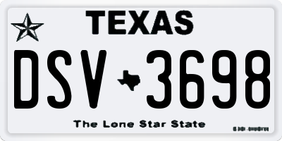 TX license plate DSV3698