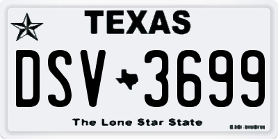 TX license plate DSV3699
