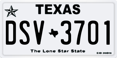 TX license plate DSV3701