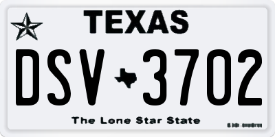 TX license plate DSV3702