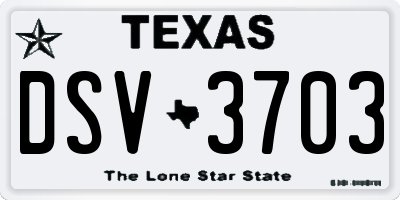 TX license plate DSV3703
