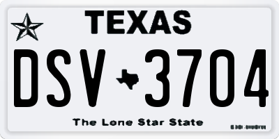 TX license plate DSV3704