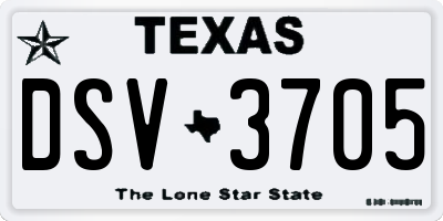 TX license plate DSV3705