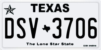 TX license plate DSV3706