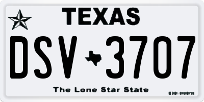 TX license plate DSV3707