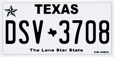 TX license plate DSV3708