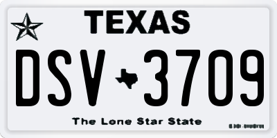 TX license plate DSV3709