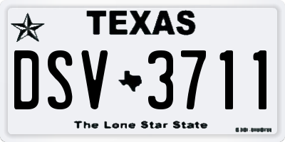 TX license plate DSV3711