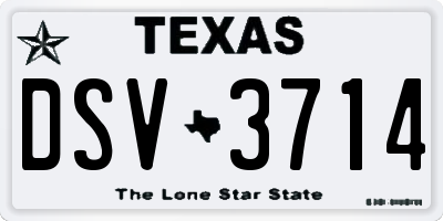 TX license plate DSV3714