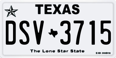 TX license plate DSV3715