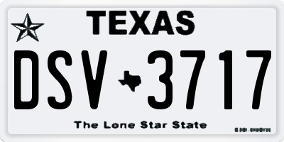 TX license plate DSV3717