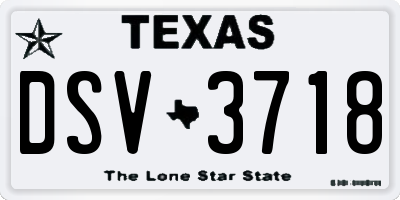 TX license plate DSV3718