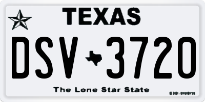 TX license plate DSV3720