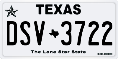 TX license plate DSV3722