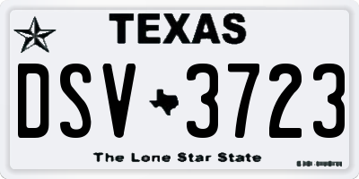 TX license plate DSV3723