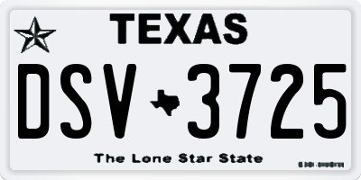TX license plate DSV3725