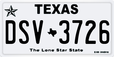 TX license plate DSV3726