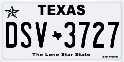 TX license plate DSV3727