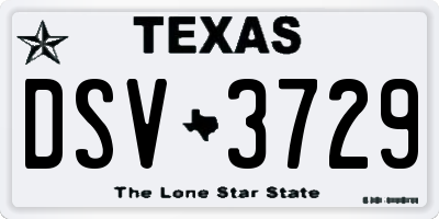 TX license plate DSV3729