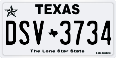 TX license plate DSV3734