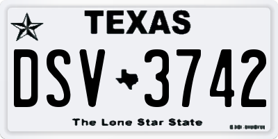 TX license plate DSV3742