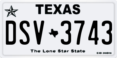 TX license plate DSV3743