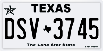 TX license plate DSV3745