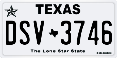 TX license plate DSV3746