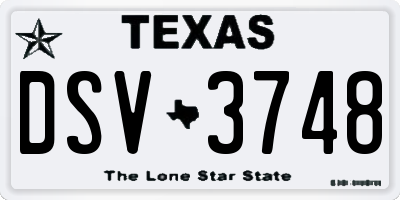 TX license plate DSV3748