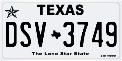 TX license plate DSV3749