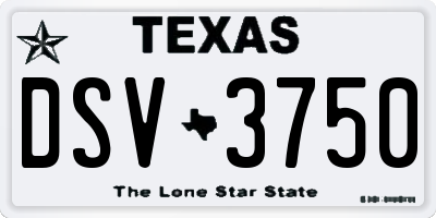 TX license plate DSV3750