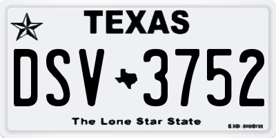 TX license plate DSV3752