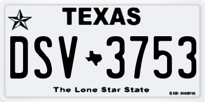 TX license plate DSV3753