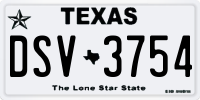 TX license plate DSV3754